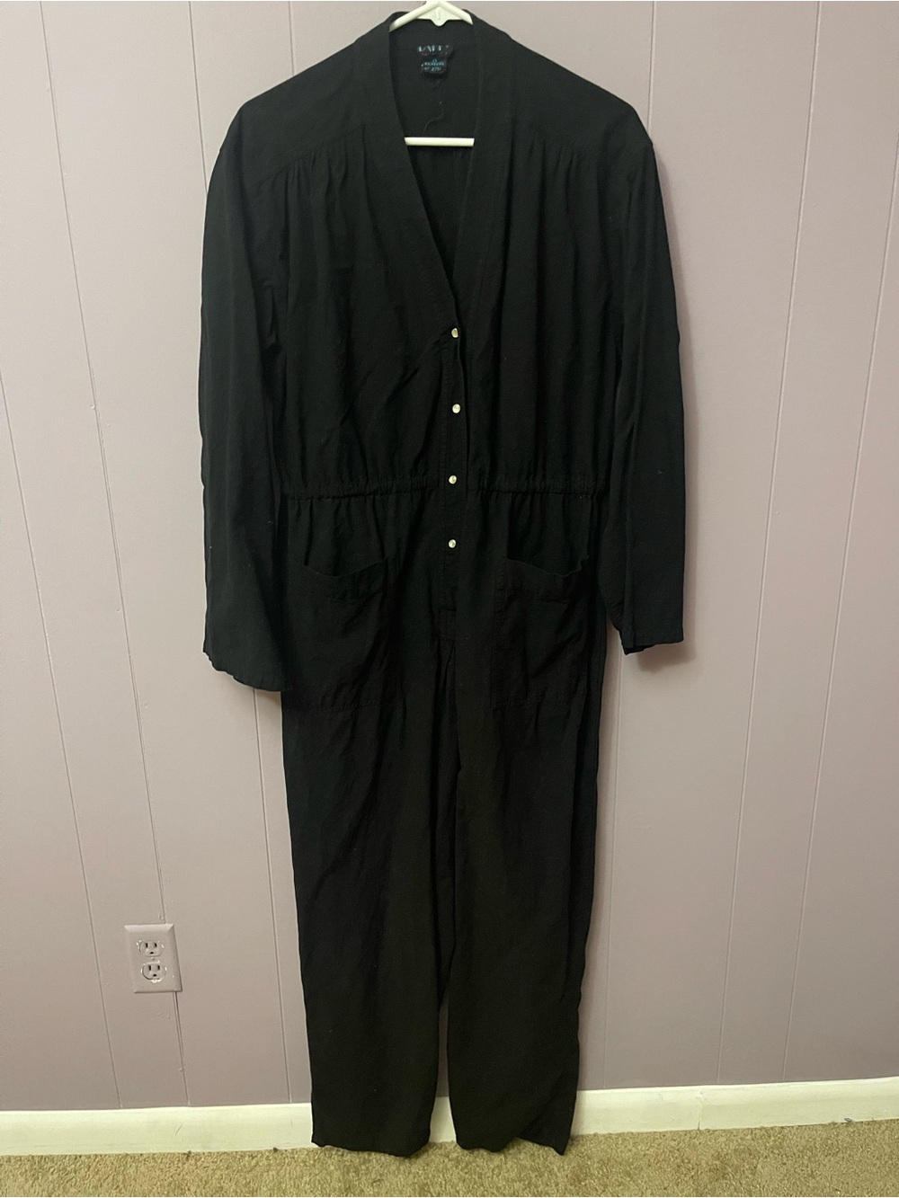 Willi Smith Black Long-Sleeve Jumpsuit